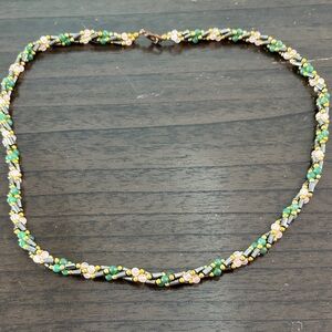 Elegant Green and Gold Beaded Necklace